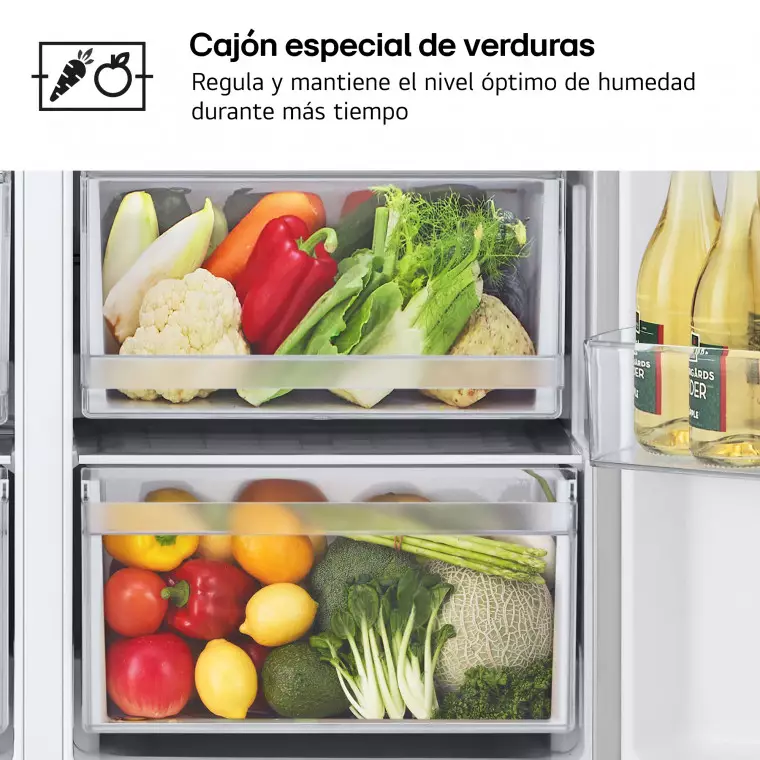 LG Frigorífico Side By side  Serie 400, Door-In-Door, sin toma de agua, Inox antihuellas.  E, 641 L, GSJC41PYPE.APYQEUR